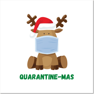 Quarantine-Mas Reindeer Christmas in Quarantine Reindeer Wearing a Mask During Quarantine Social Distancing Posters and Art